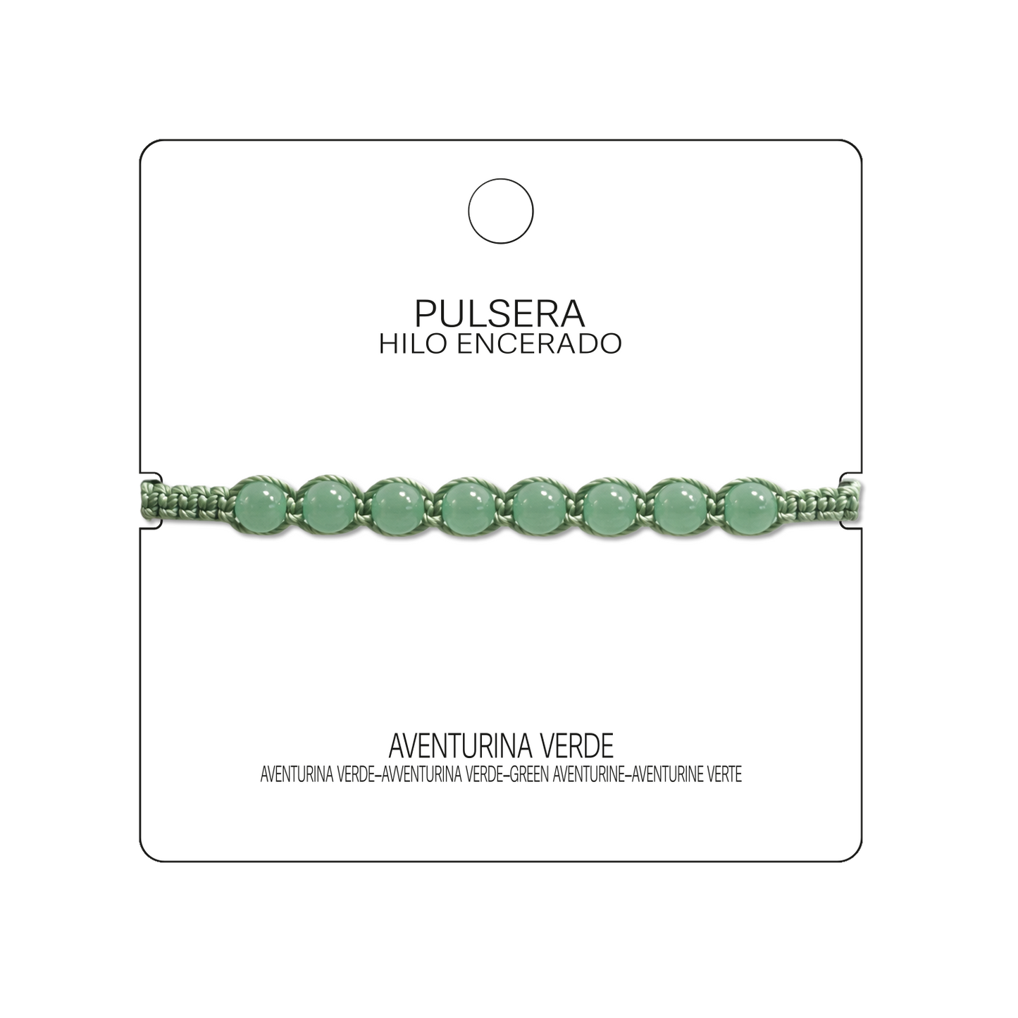 Pulsera Hilo encerado con Aventurina Verde - Cuentas de Piedras Naturales