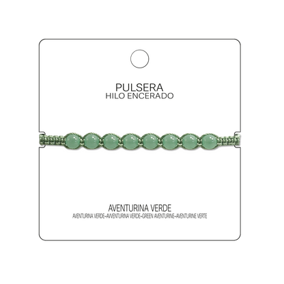 Pulsera Hilo encerado con Aventurina Verde - Cuentas de Piedras Naturales