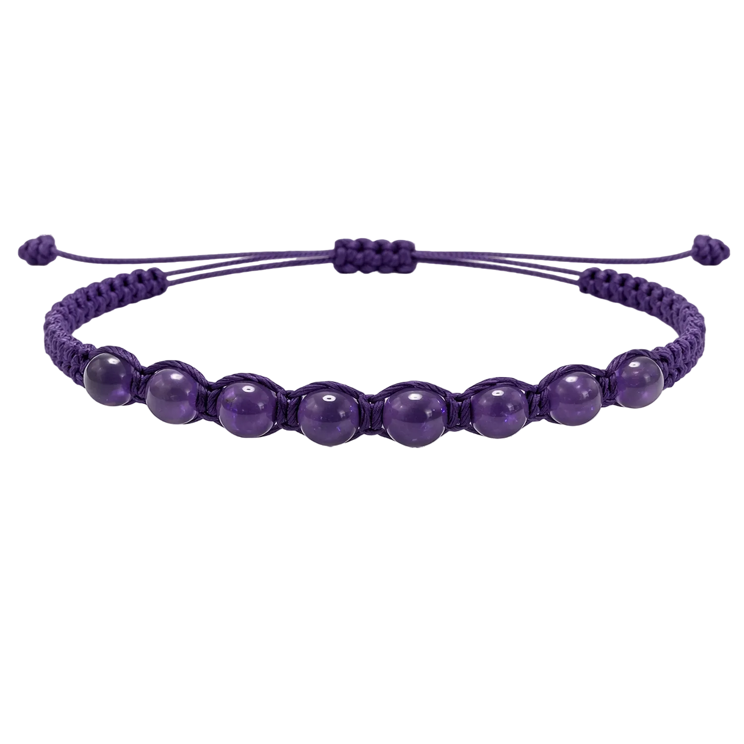 Pulsera Hilo encerado con Amatista - Cuentas de Piedras Naturales cotigo
