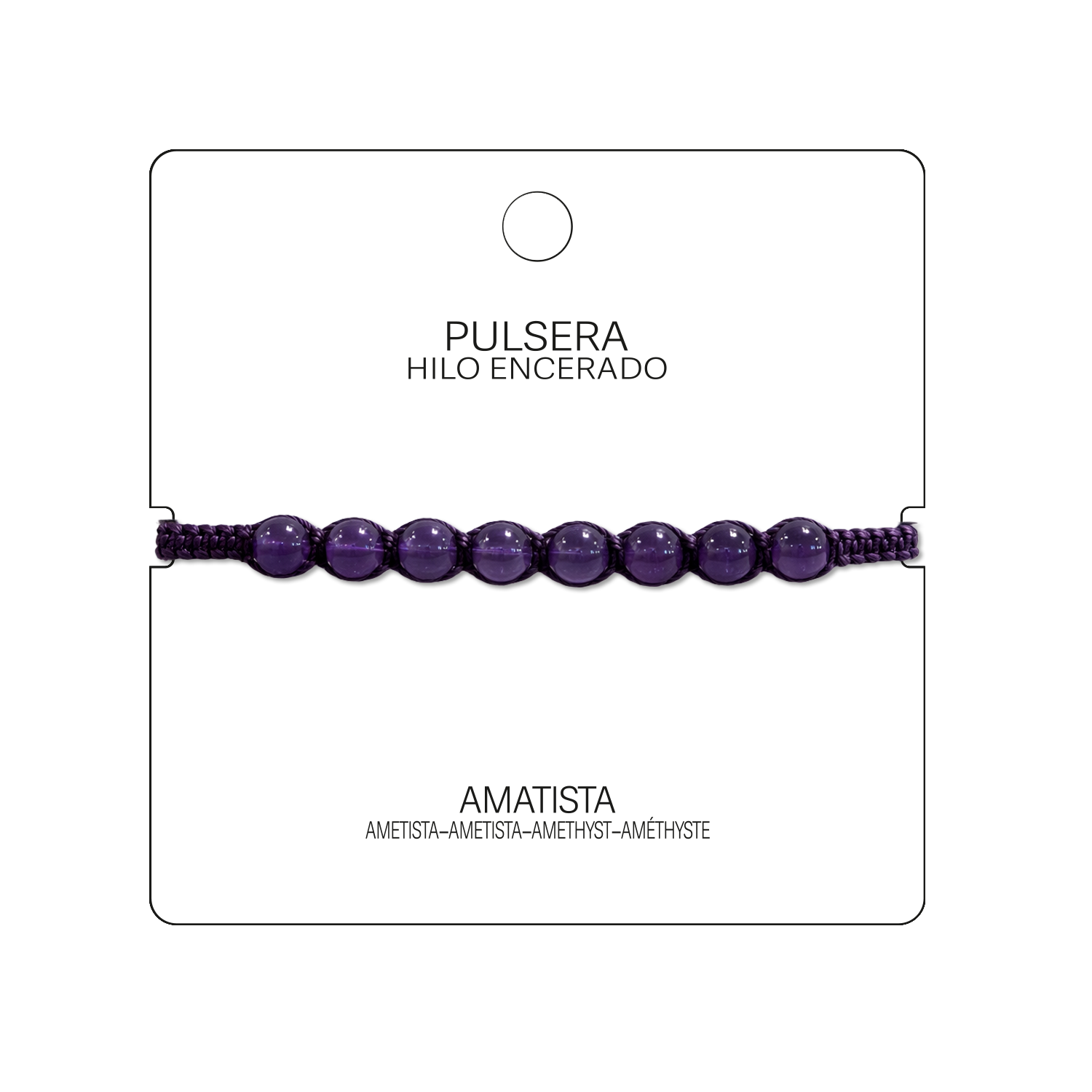 Pulsera Hilo encerado con Amatista - Cuentas de Piedras Naturales cotigo