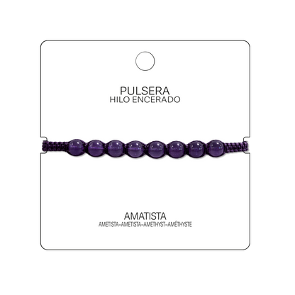Pulsera Hilo encerado con Amatista - Cuentas de Piedras Naturales