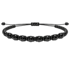 Pulsera Hilo encerado con Agata Negra - Cuentas de Piedras Naturales cotigo