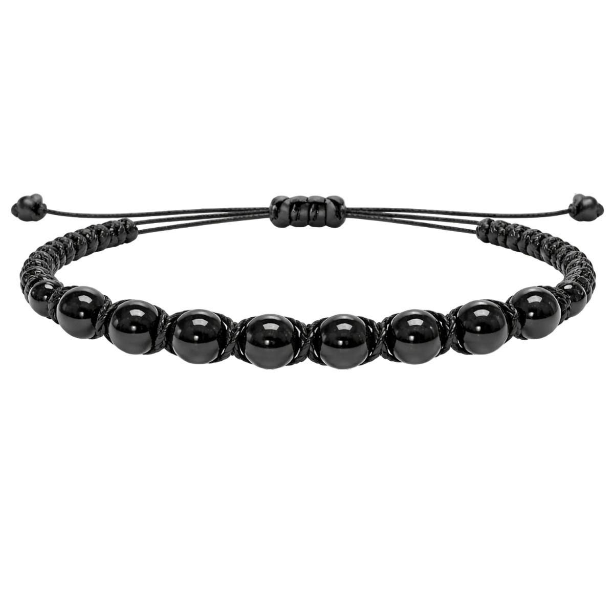 Pulsera Hilo encerado con Agata Negra - Cuentas de Piedras Naturales