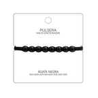 Pulsera Hilo encerado con Agata Negra - Cuentas de Piedras Naturales cotigo
