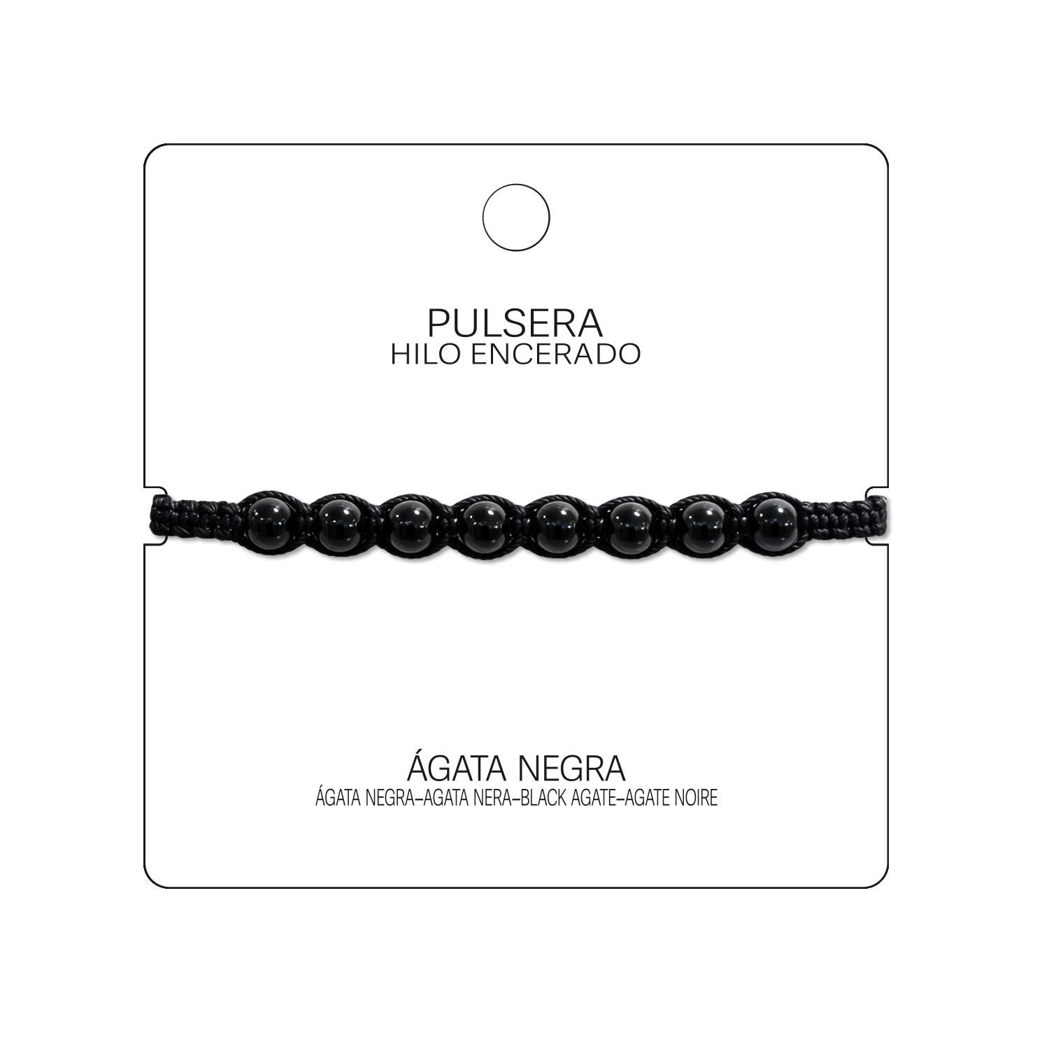 Pulsera Hilo encerado con Agata Negra - Cuentas de Piedras Naturales cotigo