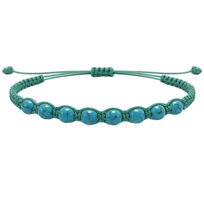 Pulsera Hilo encerado con Turquesa - Cuentas de Piedras Naturales