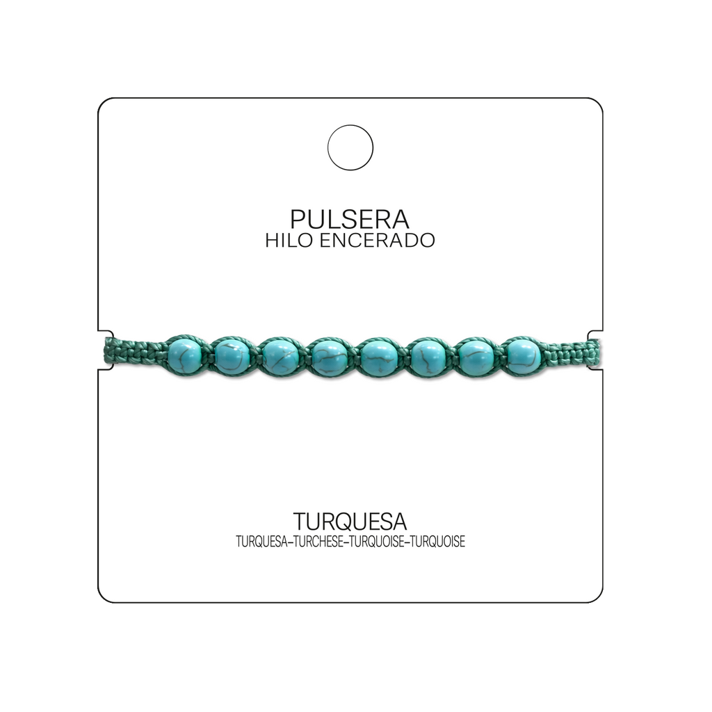Pulsera Hilo encerado con Turquesa - Cuentas de Piedras Naturales cotigo