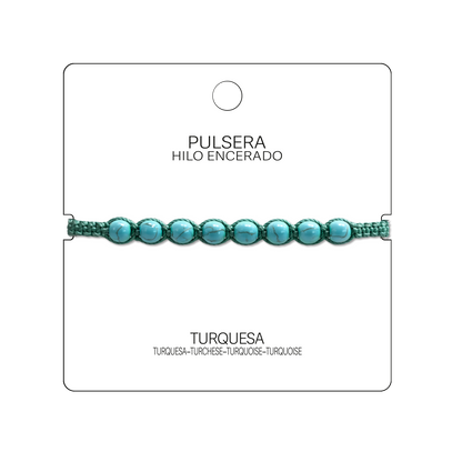 Pulsera Hilo encerado con Turquesa - Cuentas de Piedras Naturales