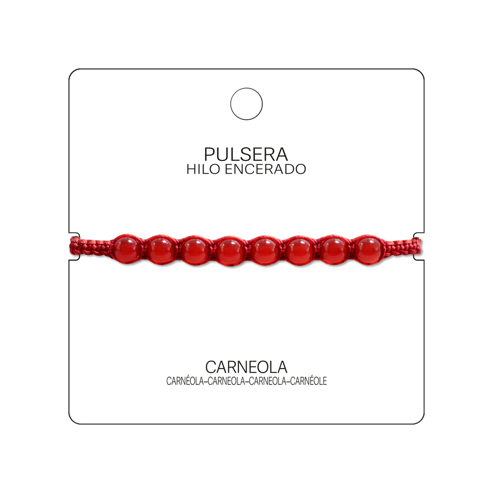 Pulsera Hilo encerado con Carneola - Cuentas de Piedras Naturales cotigo