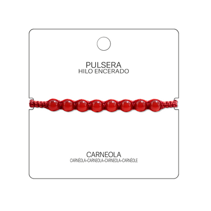 Pulsera Hilo encerado con Carneola - Cuentas de Piedras Naturales