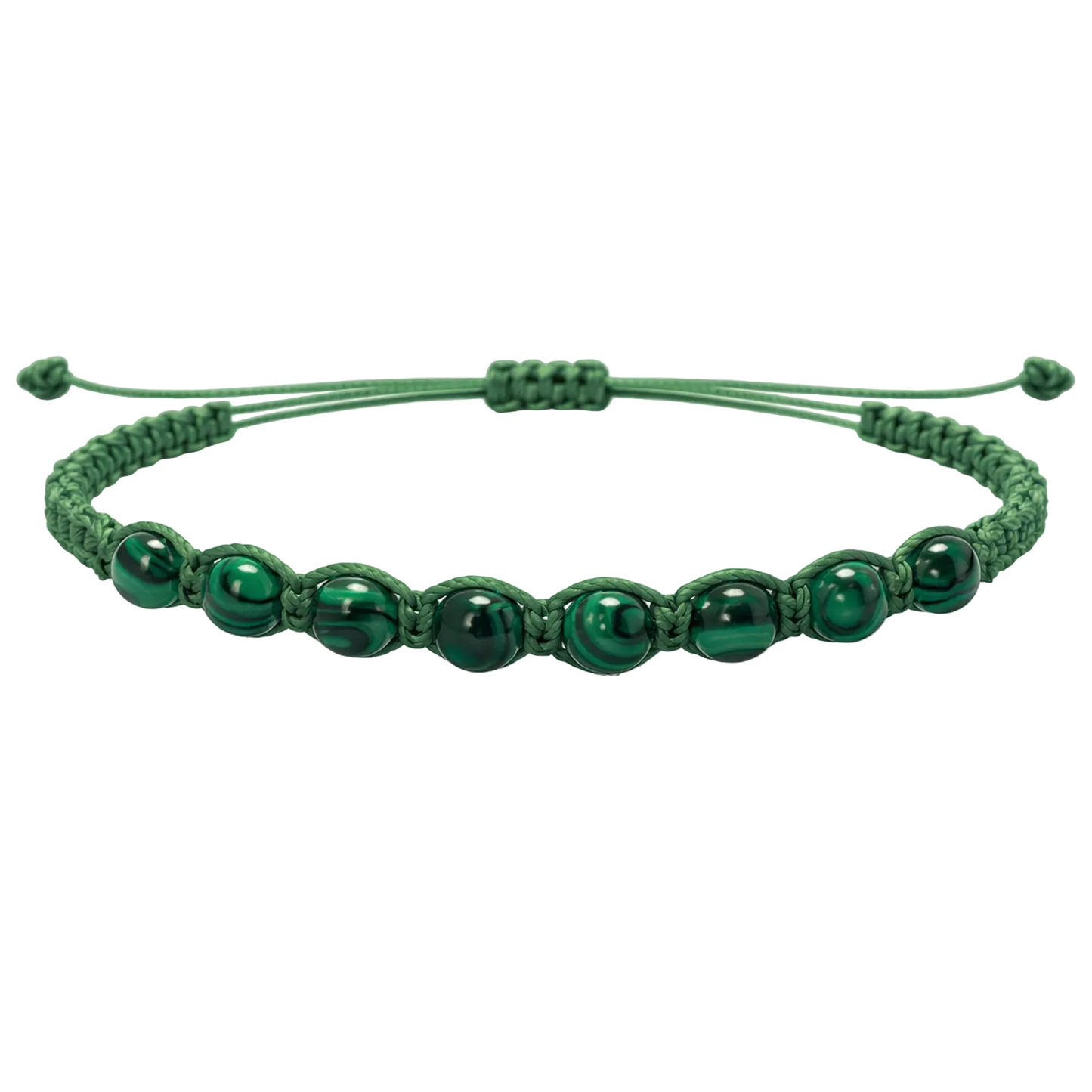 Pulsera Hilo encerado con Malaquita - Cuentas de Piedras Naturales