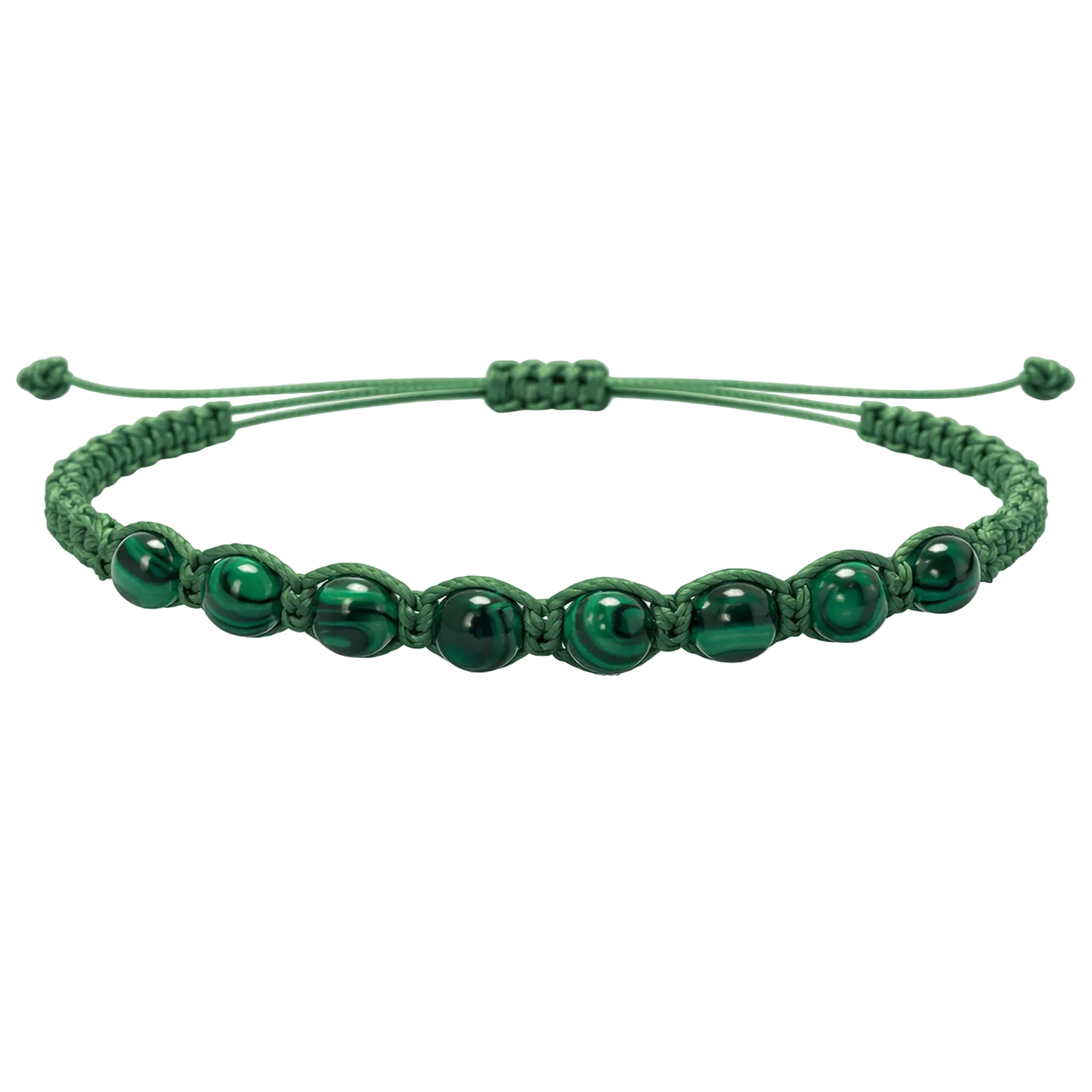 Pulsera Hilo encerado con Malaquita - Cuentas de Piedras Naturales cotigo