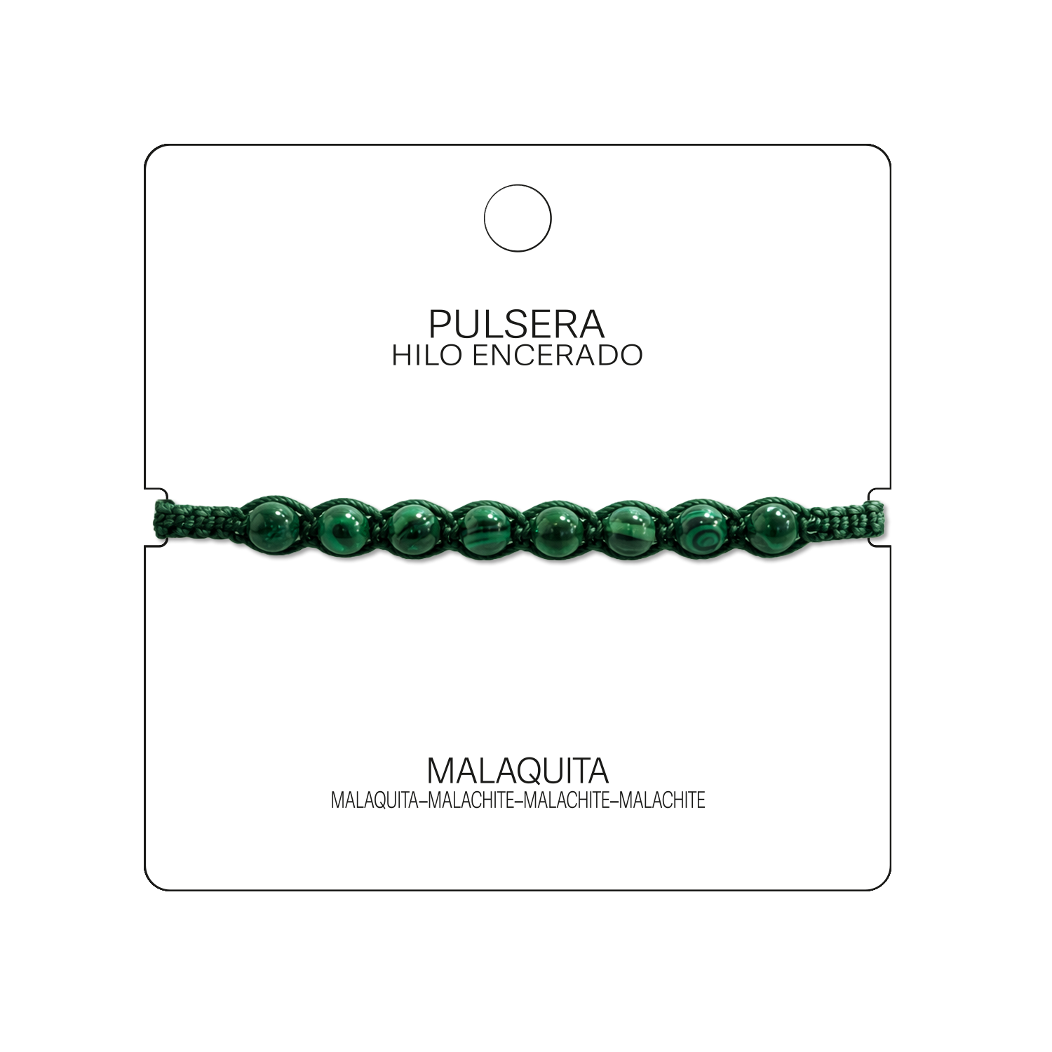 Pulsera Hilo encerado con Malaquita - Cuentas de Piedras Naturales cotigo