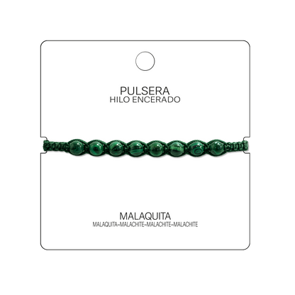Pulsera Hilo encerado con Malaquita - Cuentas de Piedras Naturales