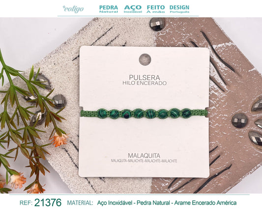 Pulsera Hilo encerado con Malaquita