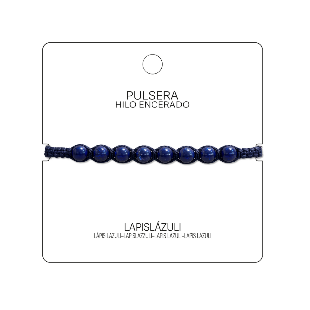 Pulsera Hilo encerado con Lapislázuli - Cuentas de Piedras Naturales cotigo