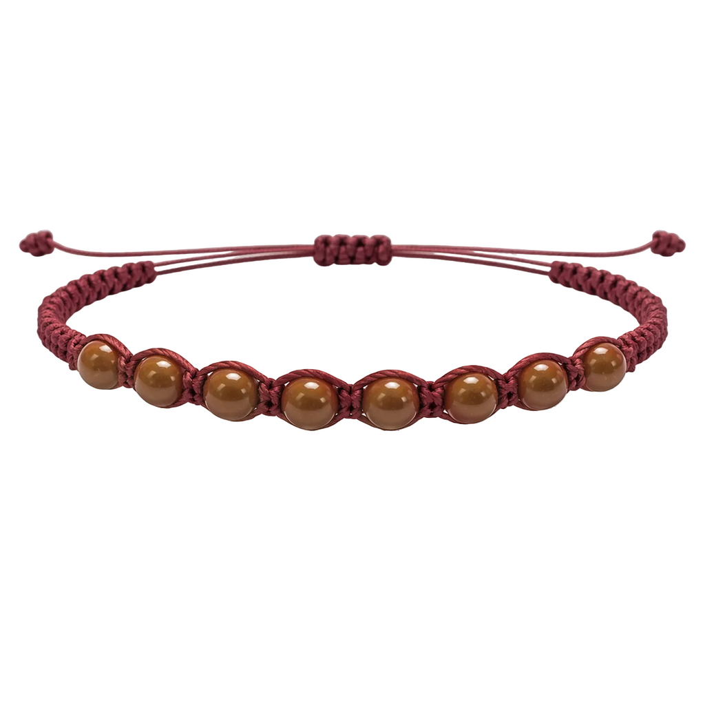 Pulsera Hilo encerado con Jaspe Rojo - Cuentas de Piedras Naturales cotigo