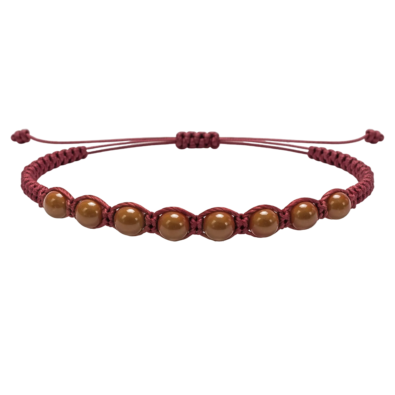 Pulsera Hilo encerado con Jaspe Rojo - Cuentas de Piedras Naturales cotigo