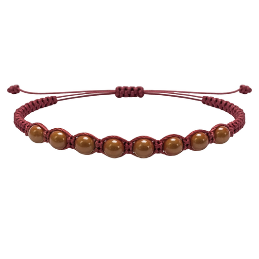 Pulsera Hilo encerado con Jaspe Rojo - Cuentas de Piedras Naturales