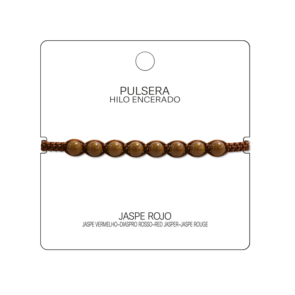 Pulsera Hilo encerado con Jaspe Rojo - Cuentas de Piedras Naturales cotigo