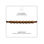 Pulsera Hilo encerado con Jaspe Rojo - Cuentas de Piedras Naturales cotigo