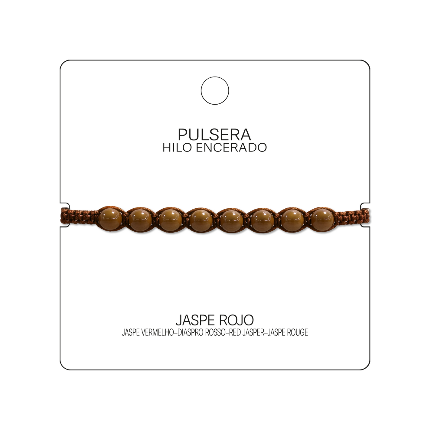 Pulsera Hilo encerado con Jaspe Rojo - Cuentas de Piedras Naturales