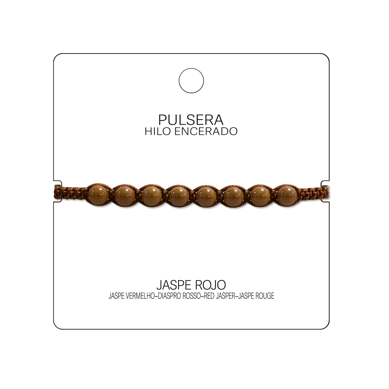 Pulsera Hilo encerado con Jaspe Rojo - Cuentas de Piedras Naturales cotigo