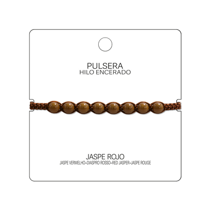 Pulsera Hilo encerado con Jaspe Rojo - Cuentas de Piedras Naturales