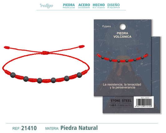 Pulsera 7 Nudos con Piedra Volcánica
