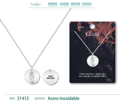 Colgante con Fallero Acero Plateado