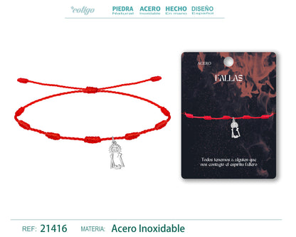 Pulsera 7 Nudos con Virgen de los desamparados Acero Plateado