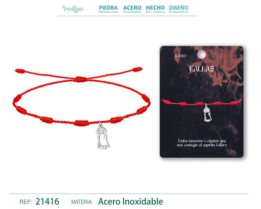 Pulsera 7 Nudos con Virgen de los desamparados Acero Plateado