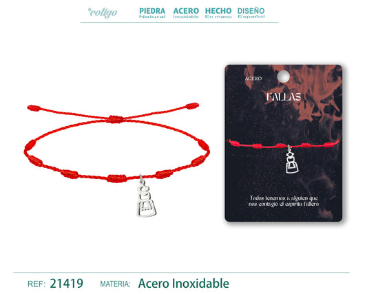 Pulsera 7 Nudos con Fallera Acero Plateado