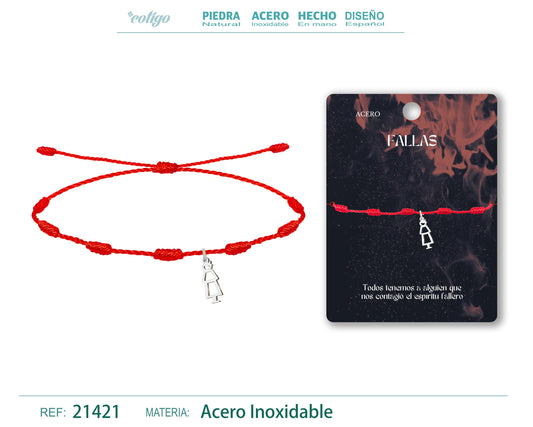 Pulsera 7 Nudos con Fallero Acero Plateado