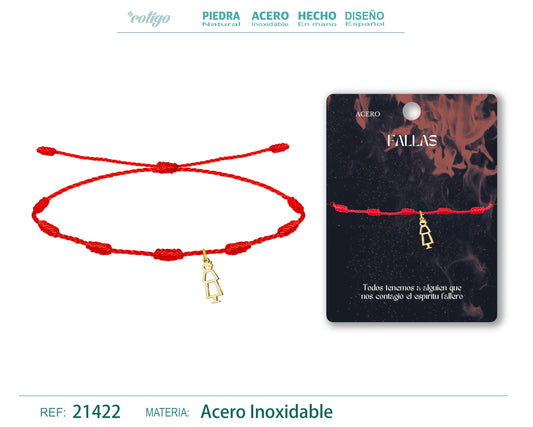 Pulsera 7 Nudos con Fallero Acero Dorado