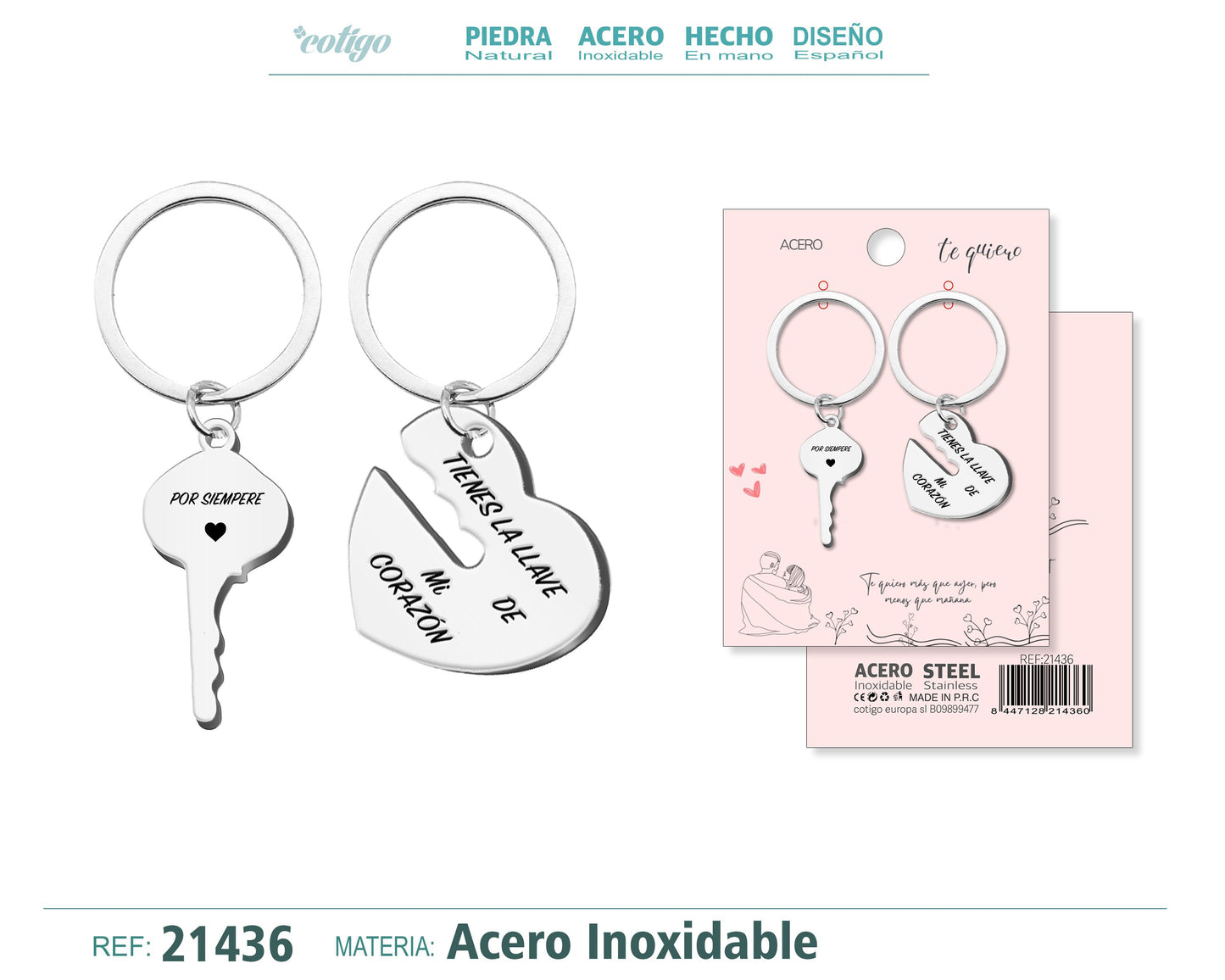Llavero Acero para Pareja