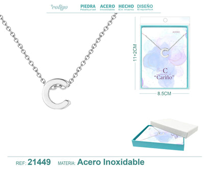 Collar Letra C Acero color Plateado - cotigo