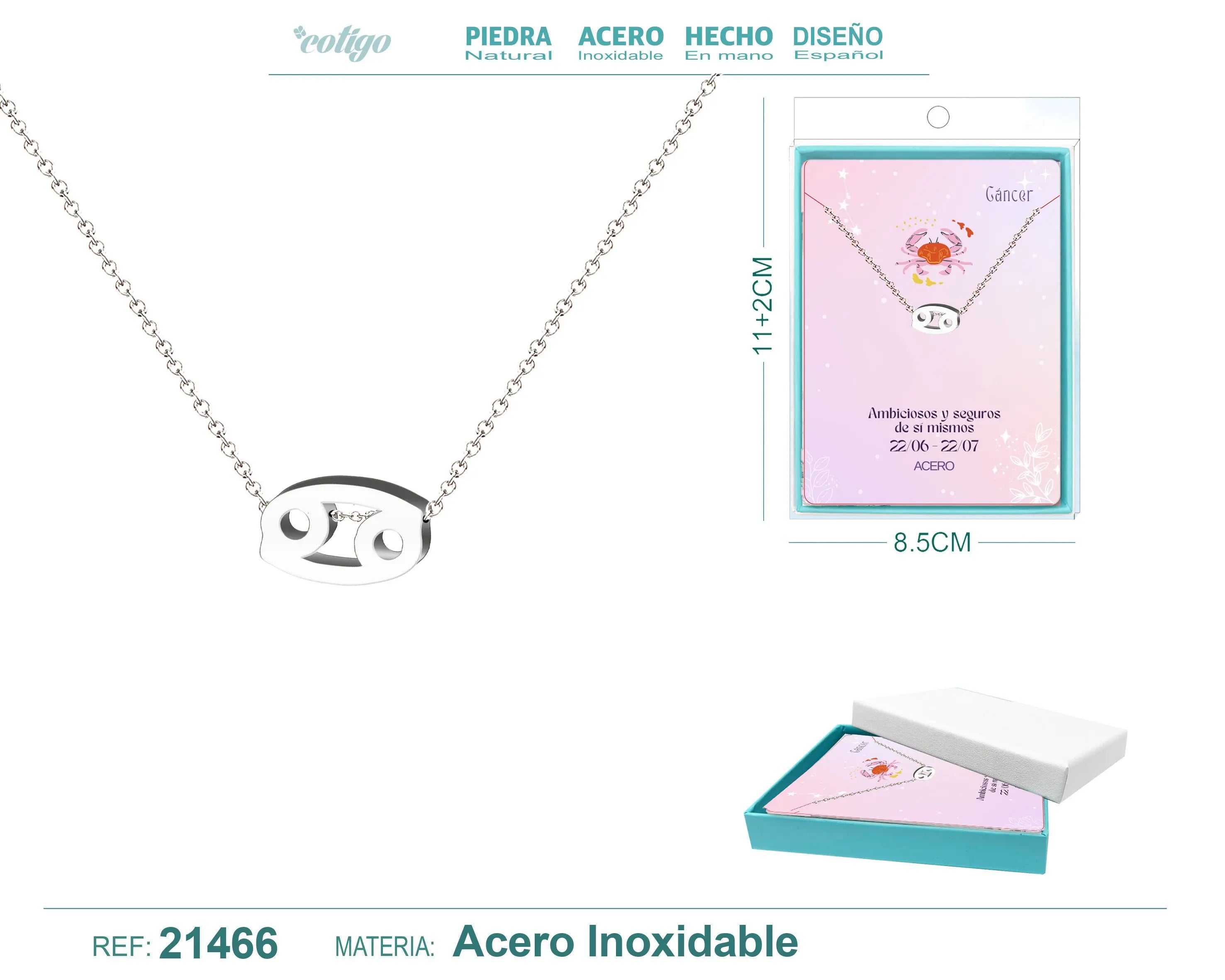 Collar Zodíaco Cácer Acero color Plateado - cotigo