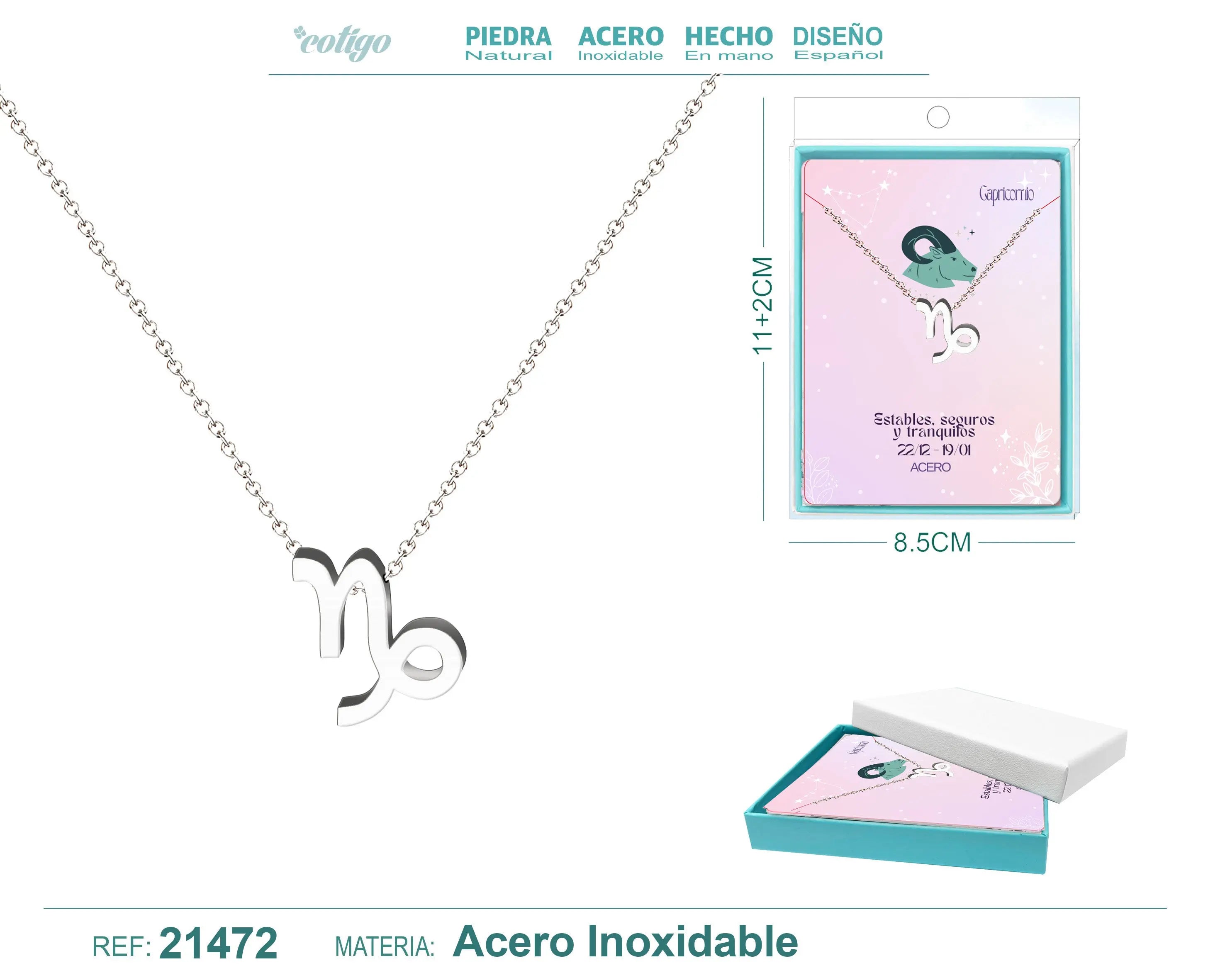 Collar Zodíaco Capricornio Acero color Plateado - cotigo