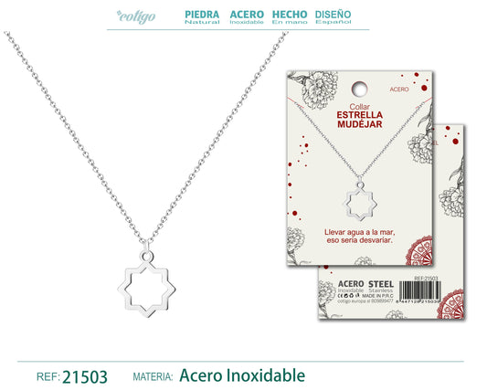 Colgante Estrella mudéjar Acero Plateado