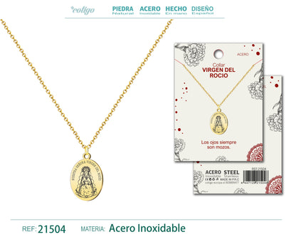 Colgante Virgen del Rocío Acero Dorado