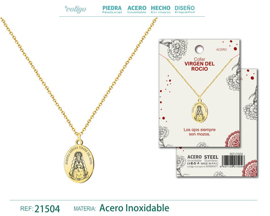 Colgante Virgen del rocio Acero Dorado