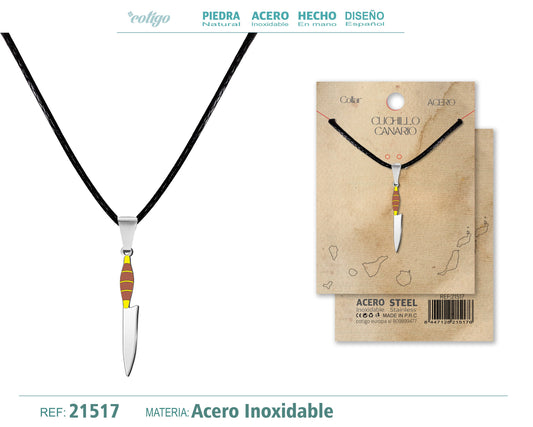 Colgante Cuchillo Canario Acero Platerado