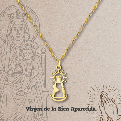 Collar Virgen de España Acero inoxidable, colgante Virgen del Pilar, Virgen de Rocío,Virgen de Covadonga
