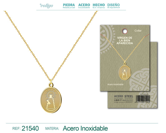 Colgante Virgen de la Bien Aparecida Acero Dorado