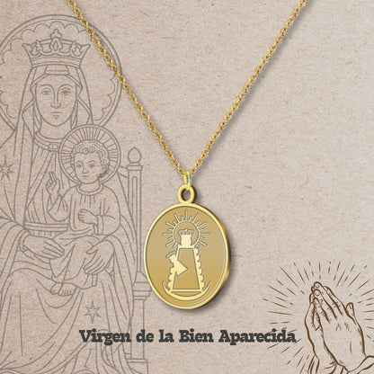 Collar Virgen de España Acero inoxidable, colgante Virgen del Pilar, Virgen de Rocío,Virgen de Covadonga