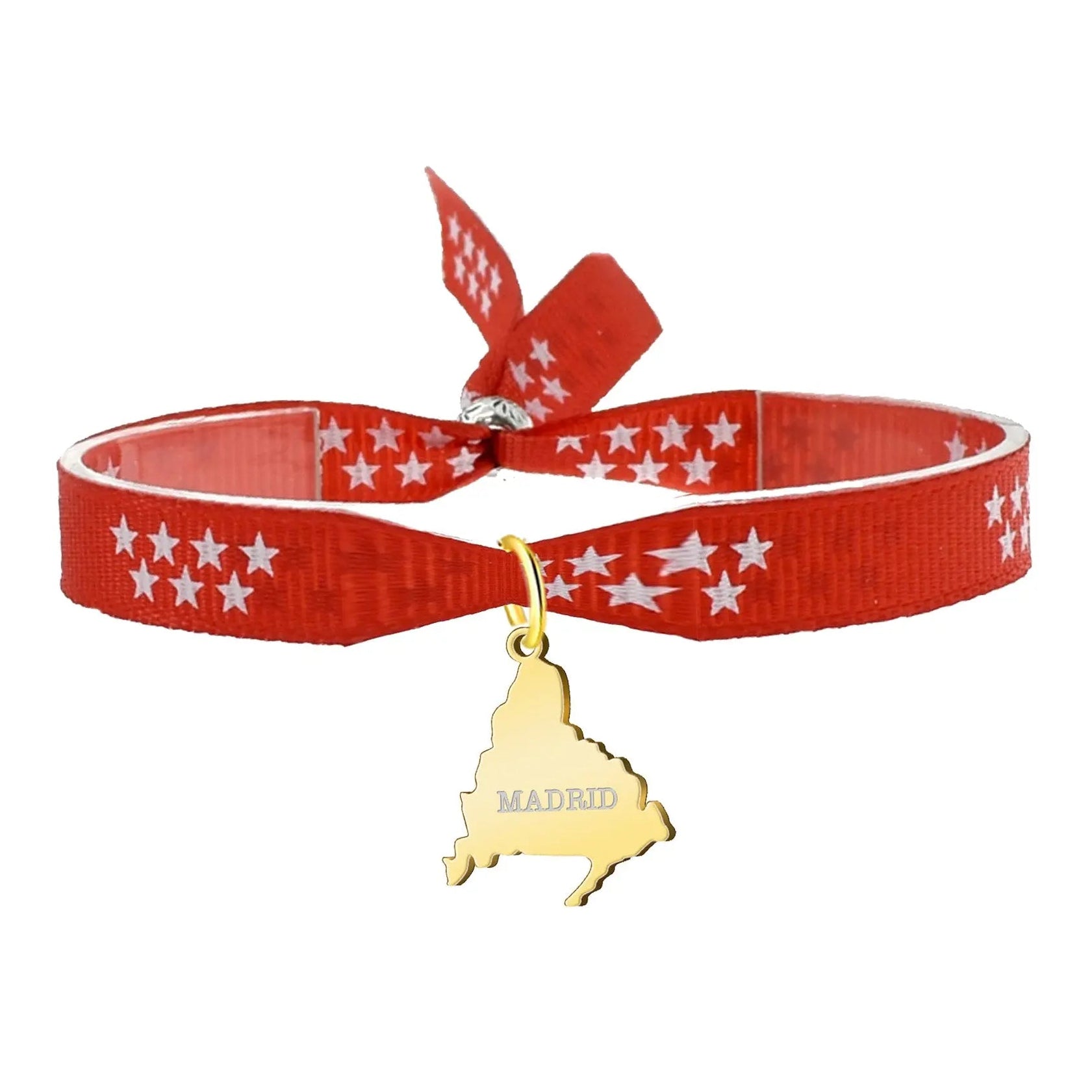 Pulsera hilo rojo Madrid con medalla dorada ajustable