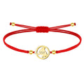 Pulsera Hilo Rojo con Mapa de Madrid en Acero Dorado