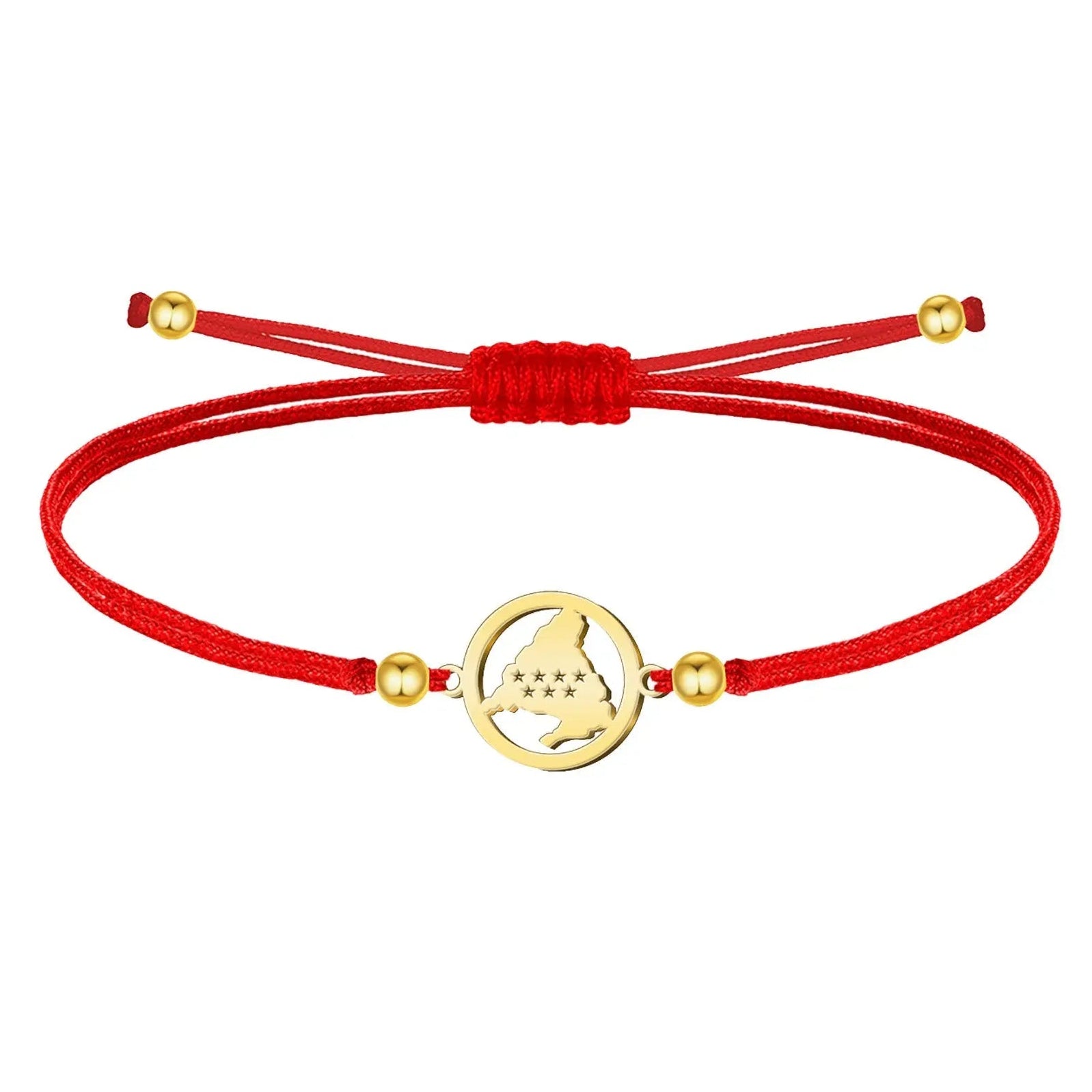 Pulsera Hilo encerado con Mapa de Madrid Acero Dorado - cotigo