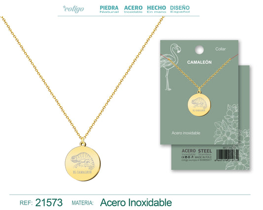Colgante camaleon Acero Dorado